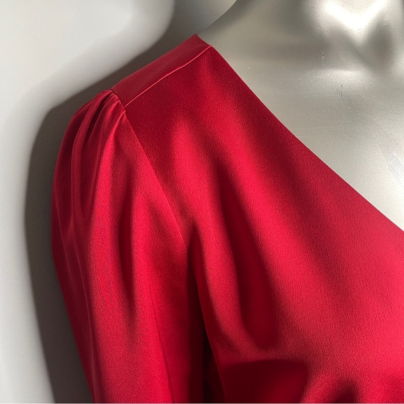 J CREW Red V Neck Long Peplum Top Blouse - Picture 4 of 13